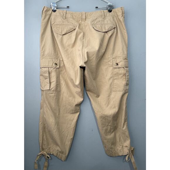 Ralph Lauren Cargo Cropped Pants Plus Size 18W Khaki Utility Outdoors Y2K Baggy - Picture 3 of 10